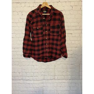 Sandy River Red Black Plaid Button Down Shirt L